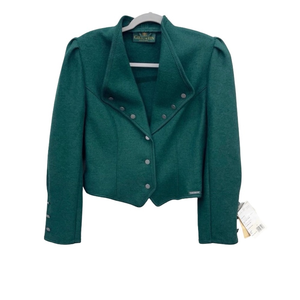 Giesswein Austrian Green Wool Crop Blazer Jacket Size 10 NWT